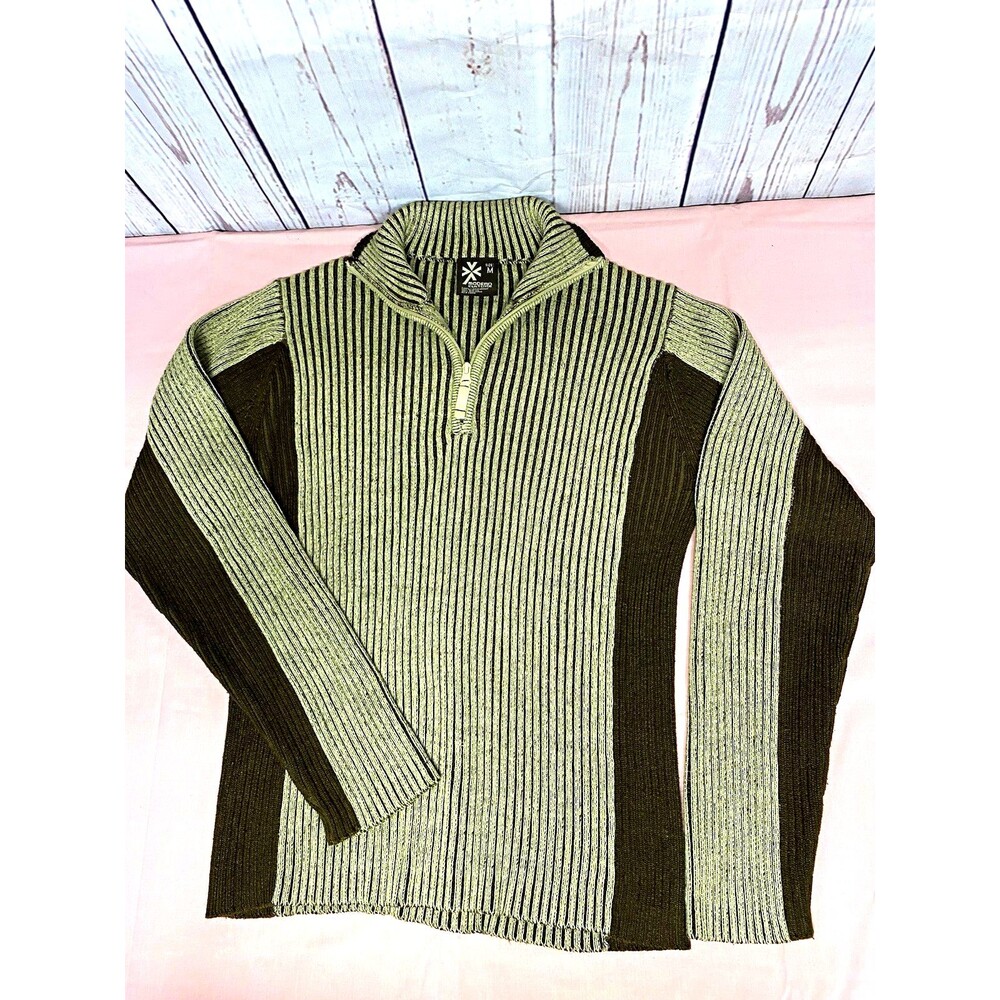 Modern Culture Rib-Knit 1/4 Zip Mock Neck Pullover Sweater Men’s M Brown Beige
